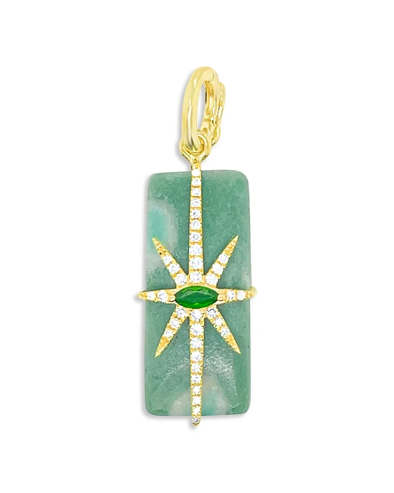 14K Yellow Gold Jade, Emerald & Diamond Star Pendant by Meira T