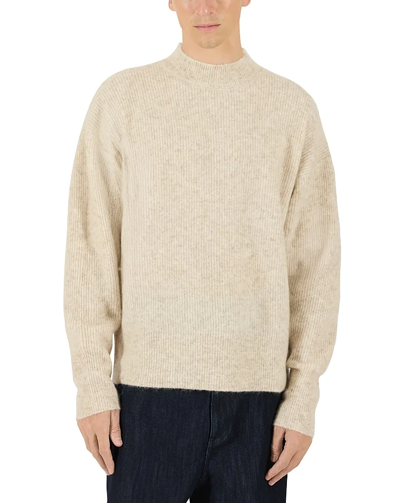 Mohair & Wool Blend Relaxed Mock Neck Sweater by Krost