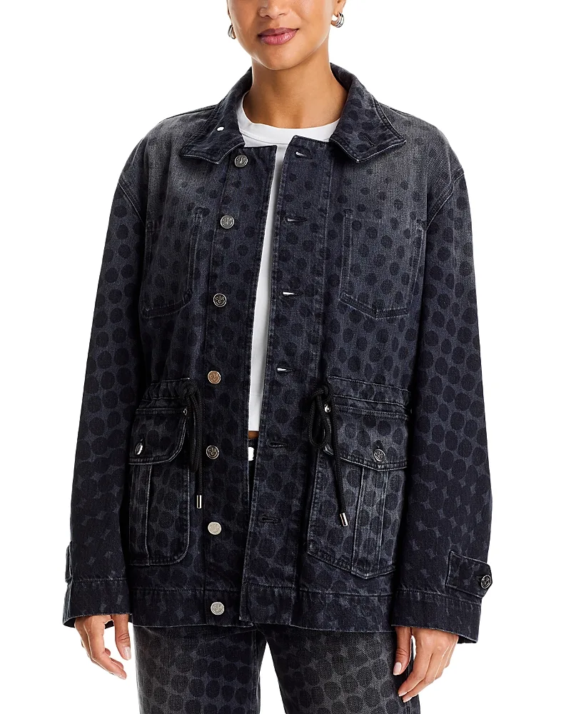 Halftone Wiggle Dot Denim Chore Jacket by Christopher John Rogers