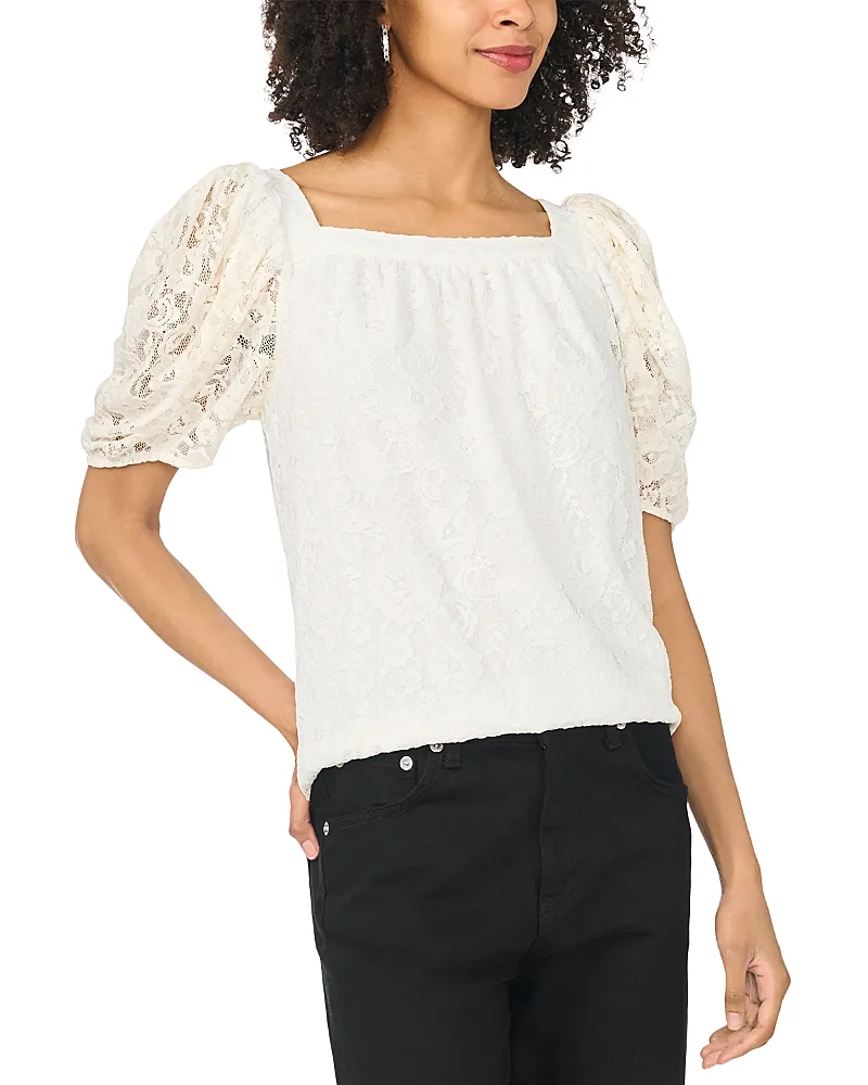 Raschel Lace Puff Sleeve Top by Vince Camuto