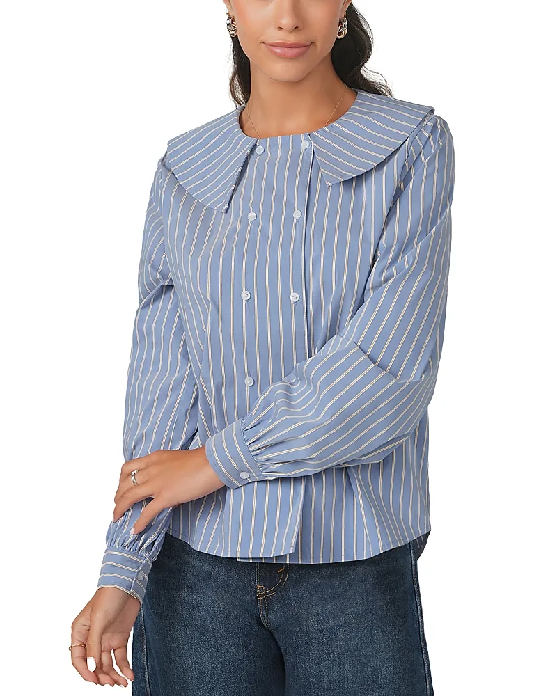 Cotton Blend Double Breasted Blouse by Point