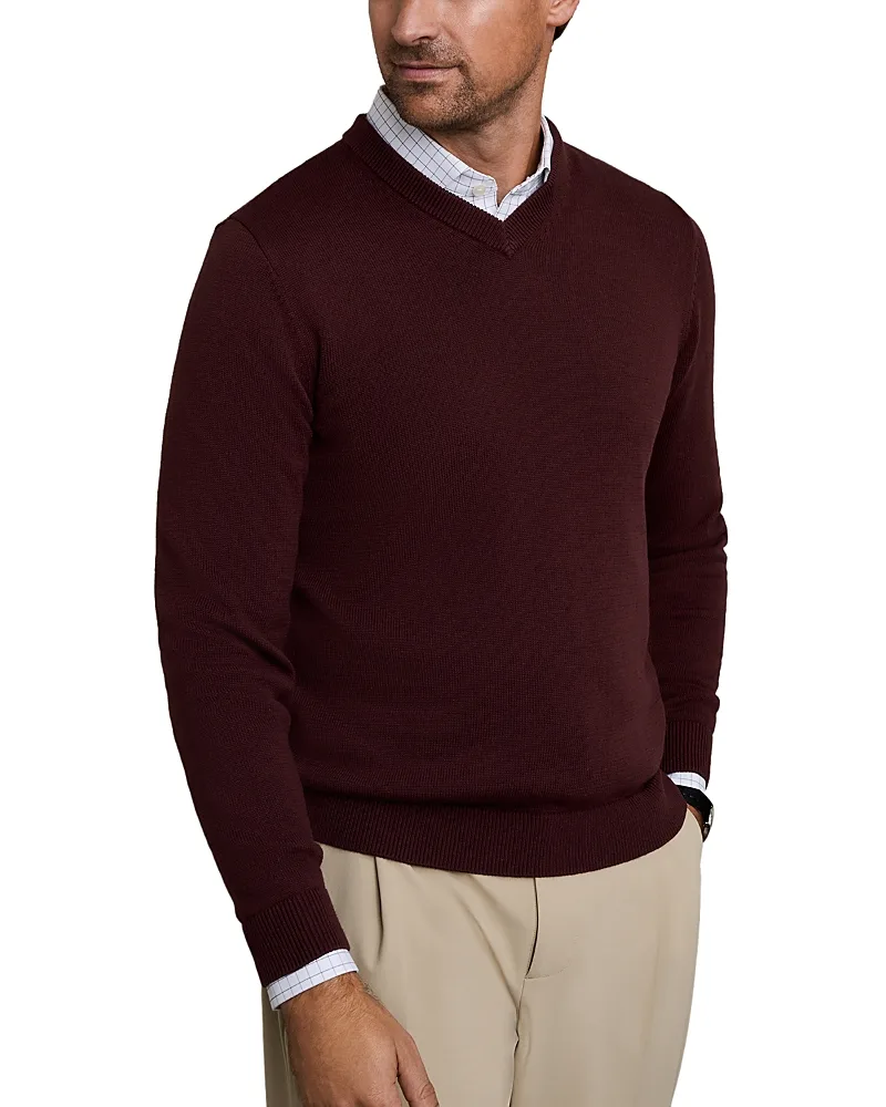 Cotton Blend V Neck Commuter Sweater by Rhone