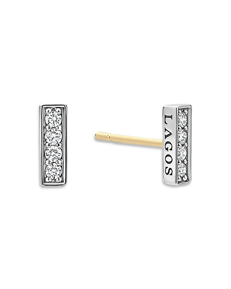 Sterling Silver Caviar Spark Diamond Linear Stud Earrings by Lagos