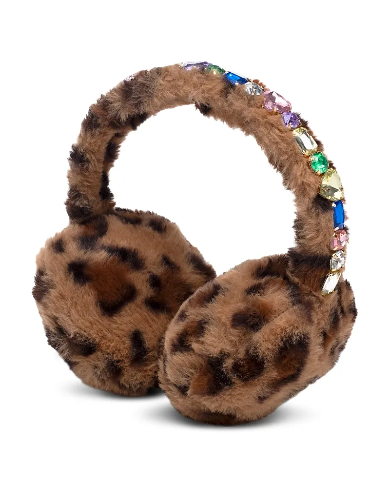 Jungle Leopard Faux Fur Jeweled Ear Muffs by Super Smalls