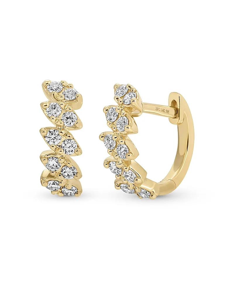 14K Yellow Gold Diamond Hoop Earrings, 0.3 Tcw