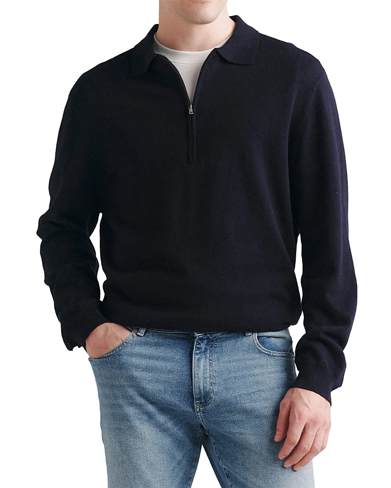 Cotton & Cashmere Quarter Zip Polo Sweater