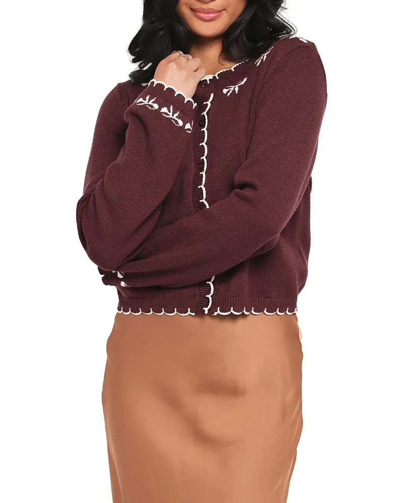 Payton Bow Scallop Cardigan by Petal And Pup
