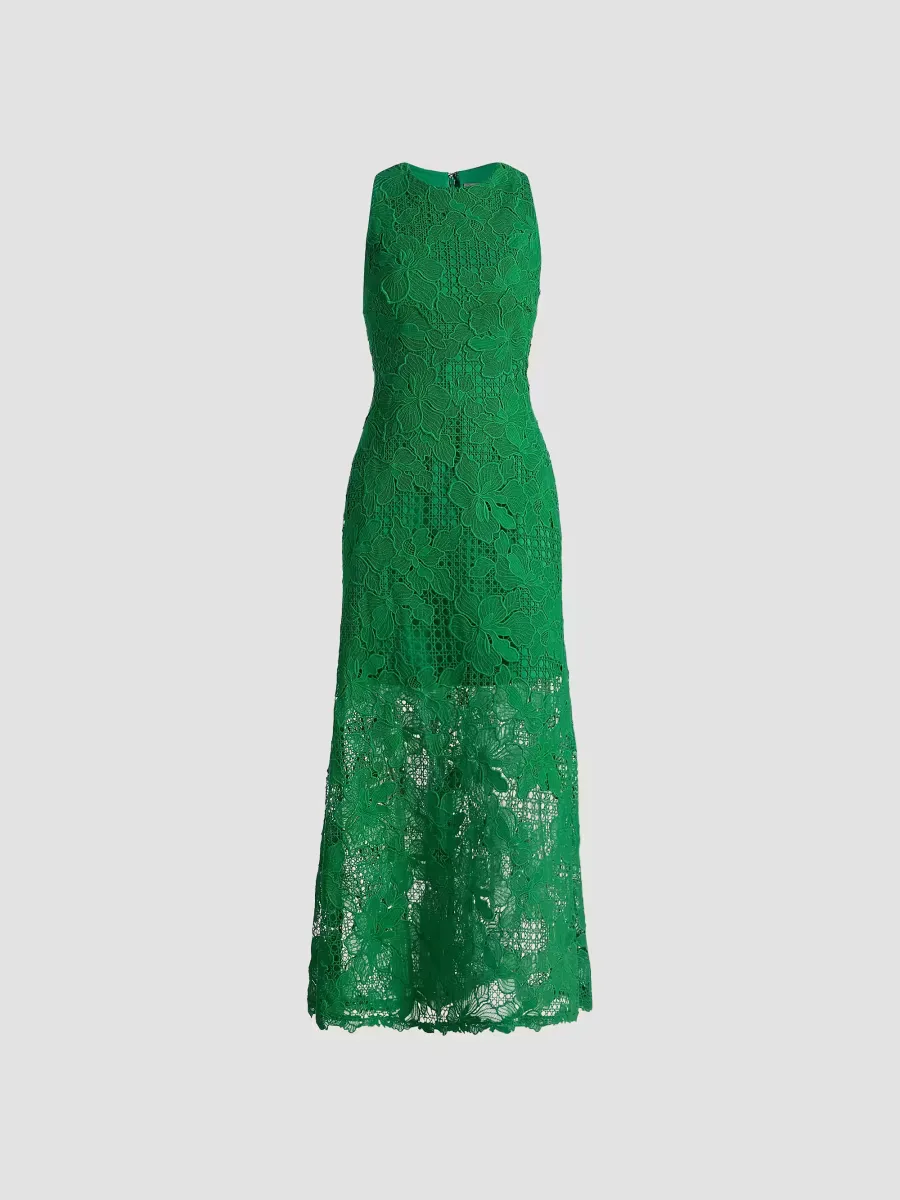 Lattice Guipure Lace Midi-Dress by Lela Rose