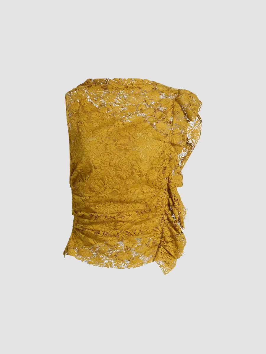 Astrid Ruffle-Trim Lace Top by A.L.C.