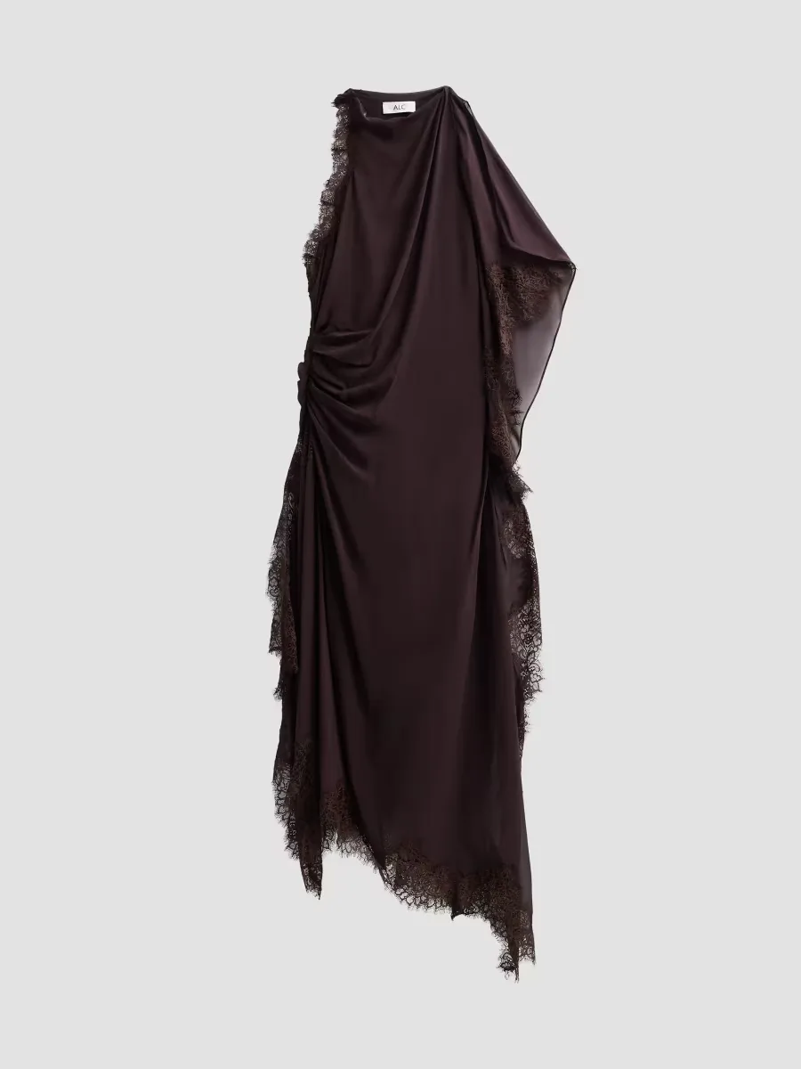Renata Silk-Lace Asymmetric Midi Dress by A.L.C.