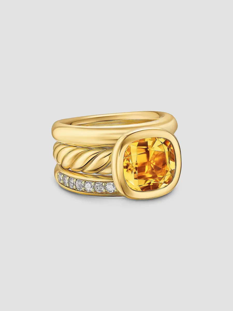 DY Mercer Three Row Stone Ring in 18K Yellow Gold by David Yurman