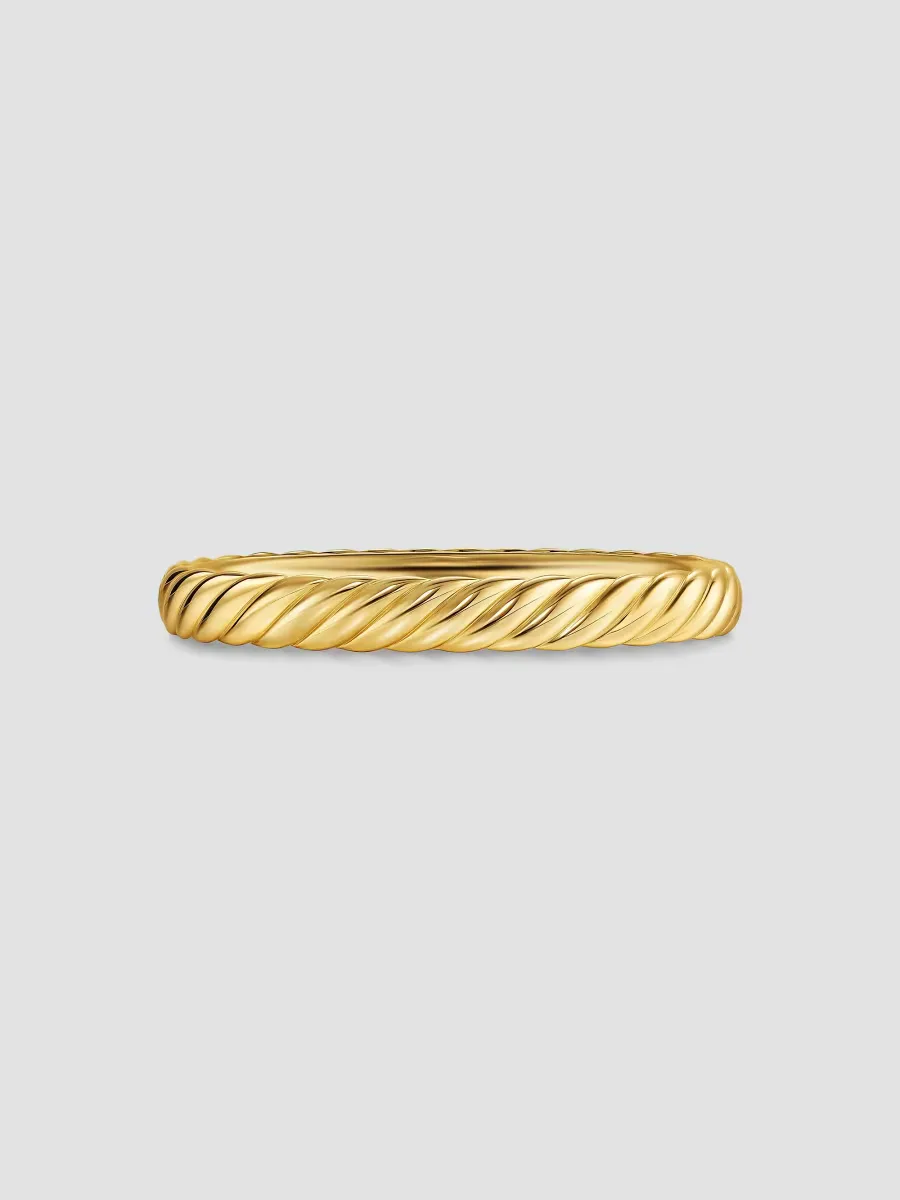 Sculpted Cable Bangle Bracelet in 18K Yellow Gold, 8MM