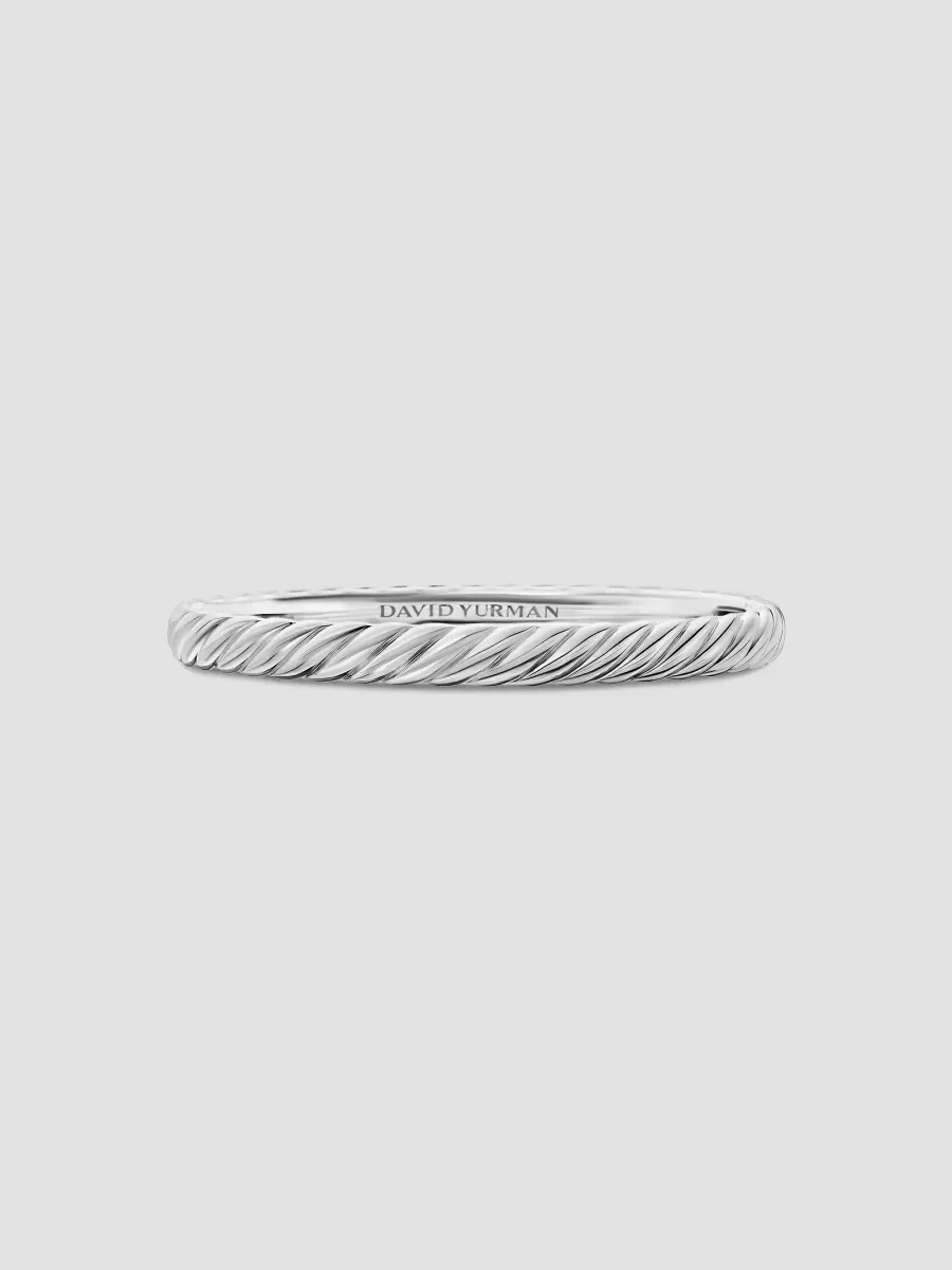 Sculpted Cable Bangle Bracelet in 18K White Gold by David Yurman