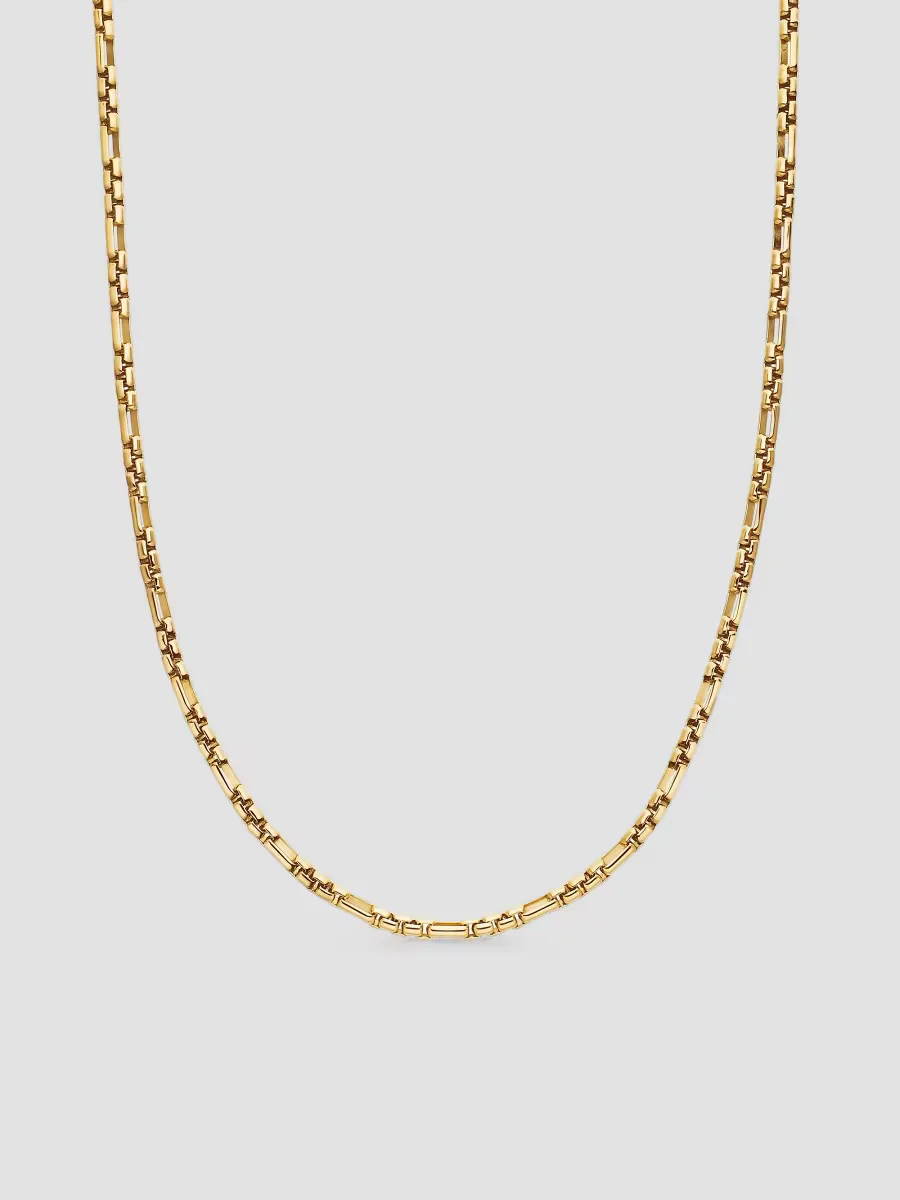 Open Station Box Chain Necklace in 18K Yellow Gold, 3MM by David Yurman