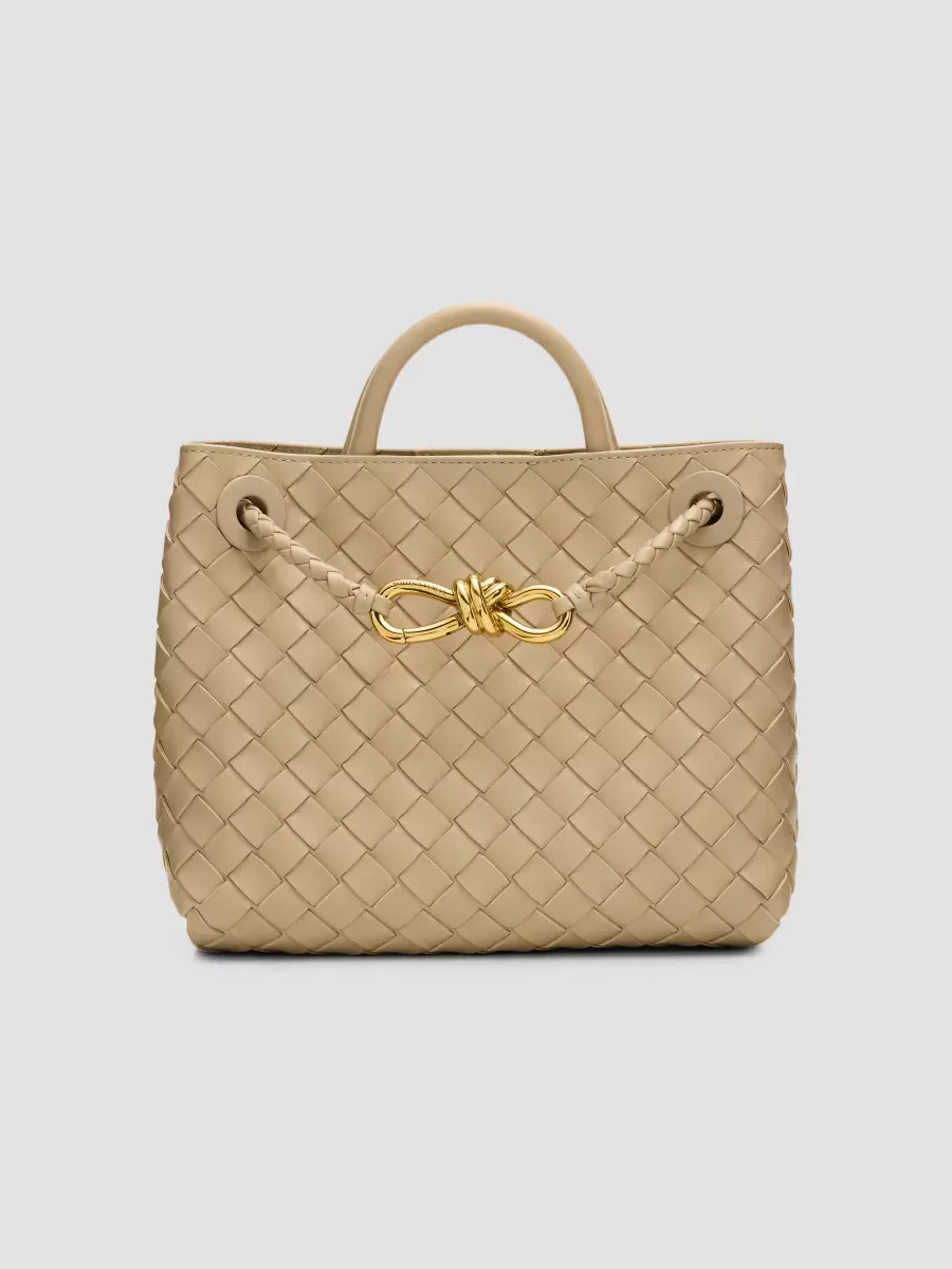 Andiamo Small Intrecciato-Leather Top-Handle Bag
