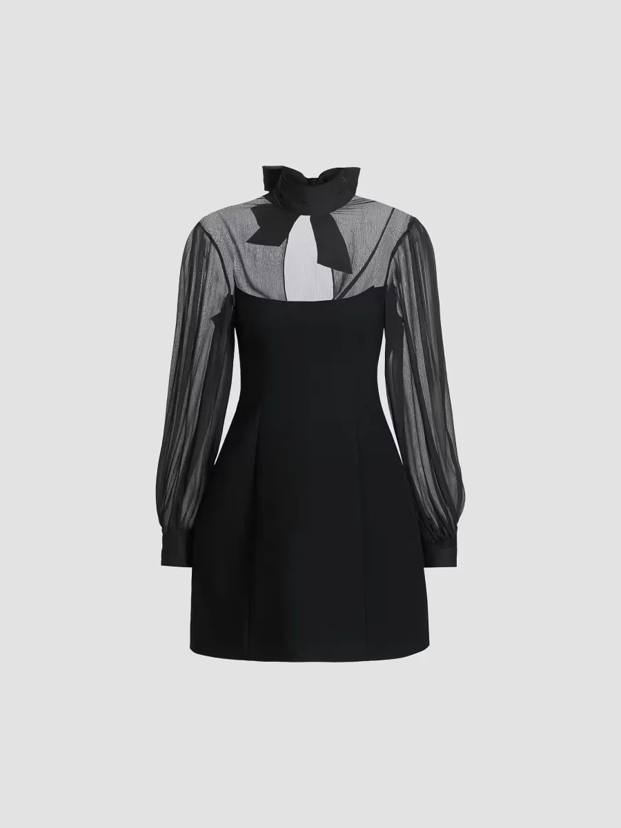 Fili Mesh Tieneck Minidress by Cinq  Sept