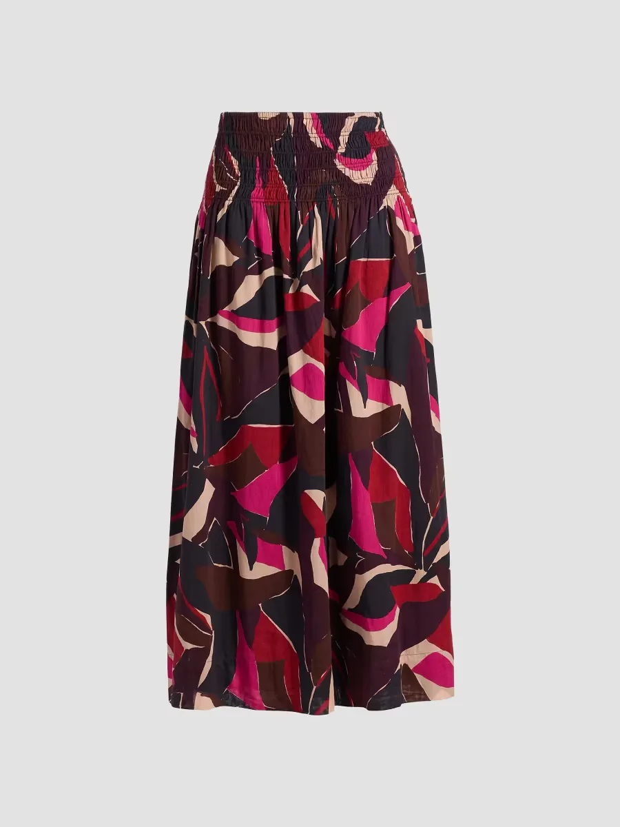 Alessa Abstract Print Cotton Midi-Skirt by Rails