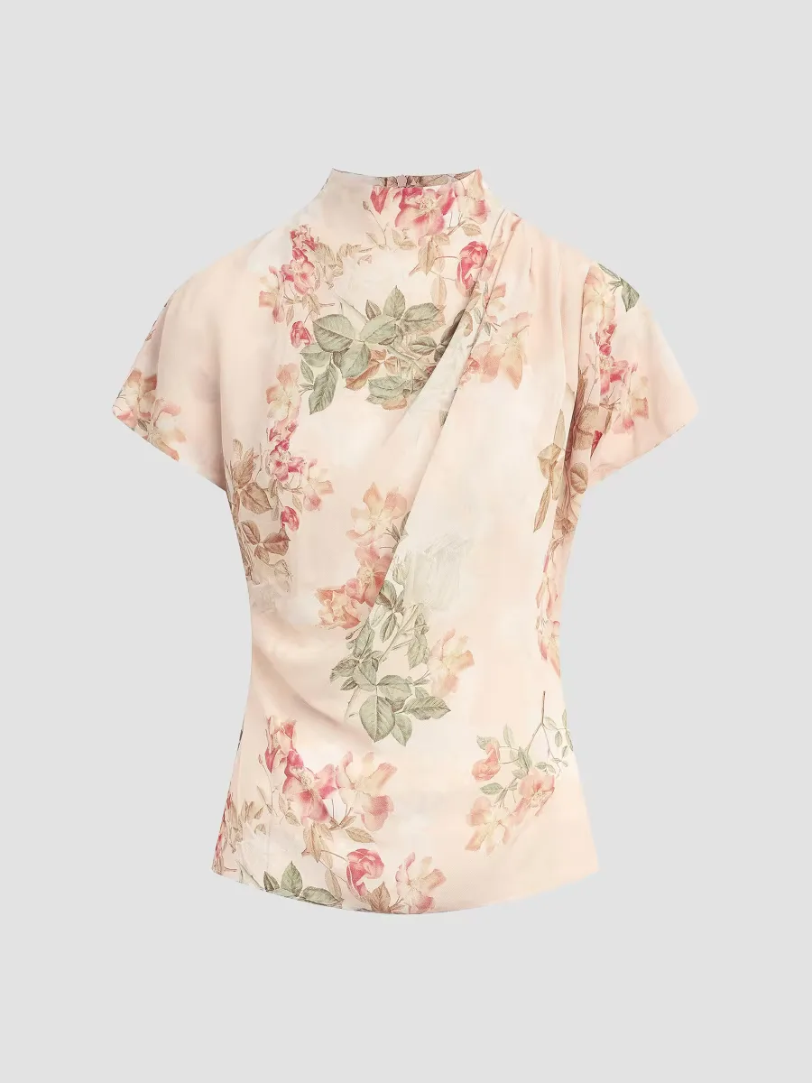 The Graceful Floral Draped Short-Sleeve Top by Favorite Daughter