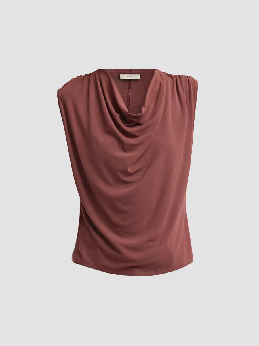 Draped Cowlneck Sleeveless Top
