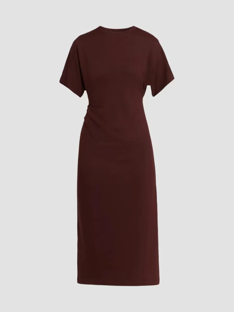 Side Ruched Jersey Midi-Dress by Vince