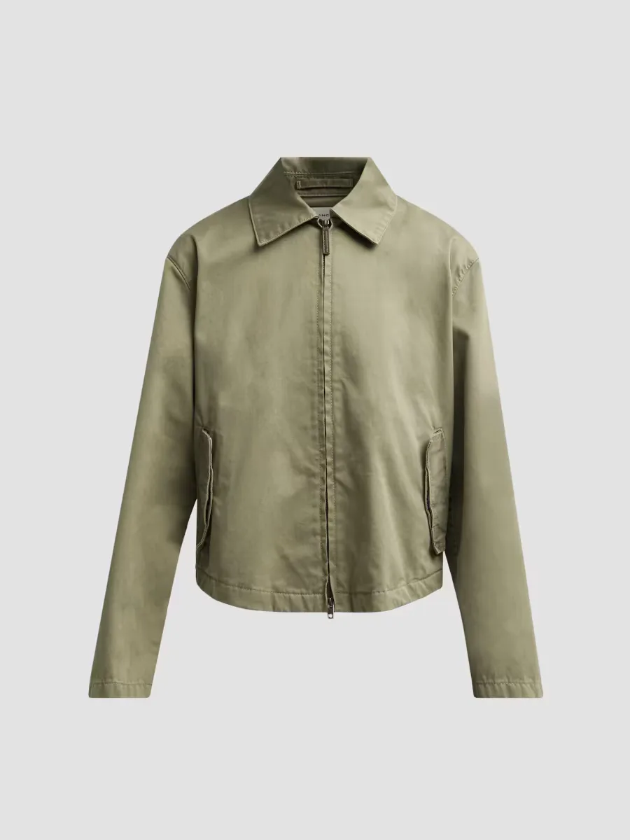 Washed Cotton Twill Zip-Front Jacket