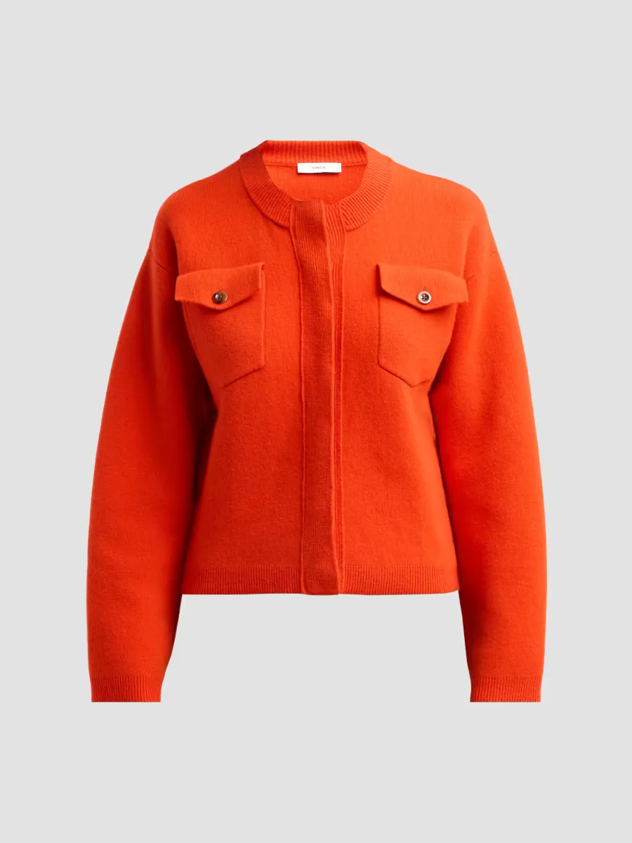 Wool-Blend Patch-Pocket Sweater Jacket by Vince