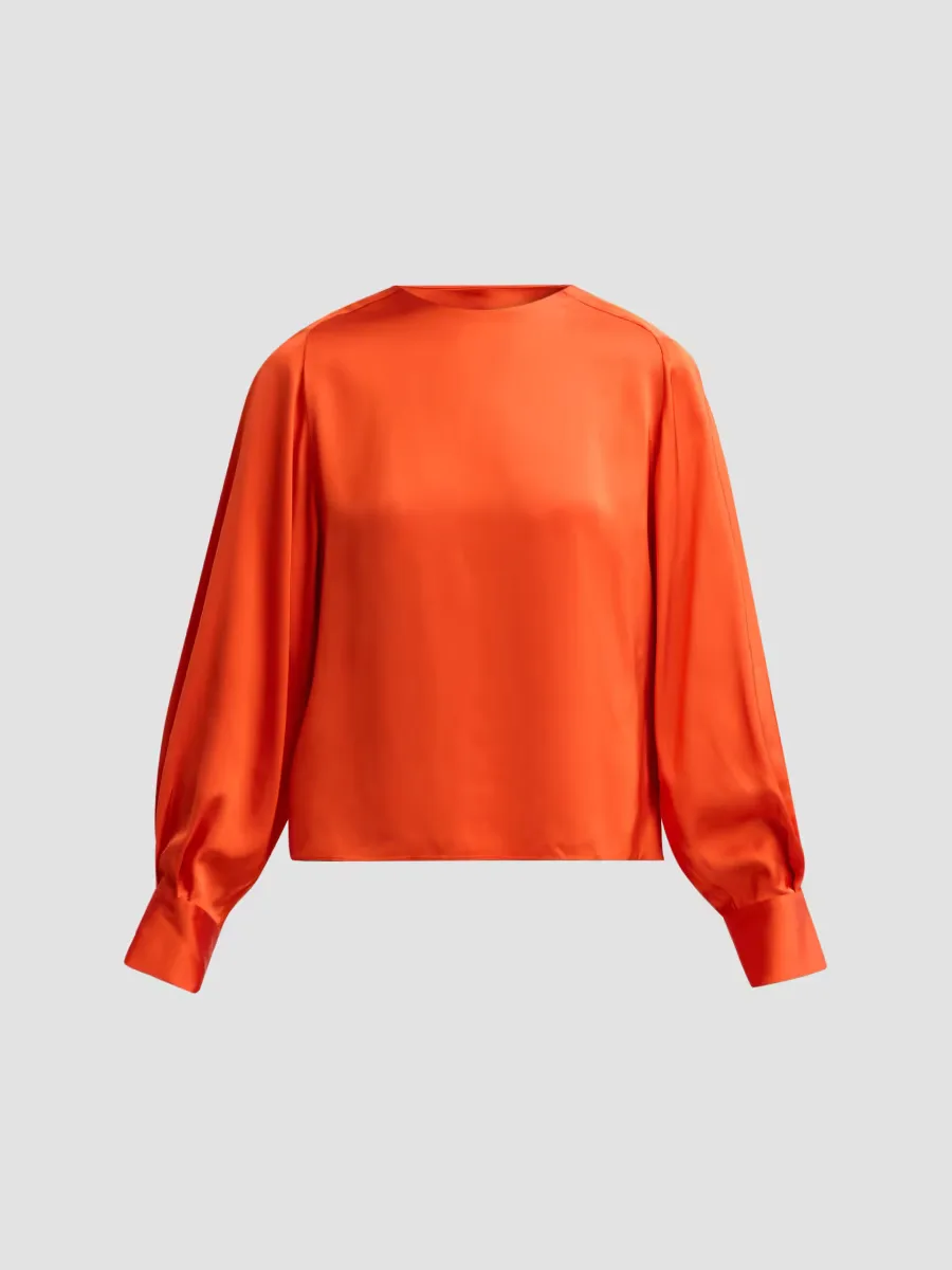 Satin Tieneck Raglan-Sleeve Top by Vince