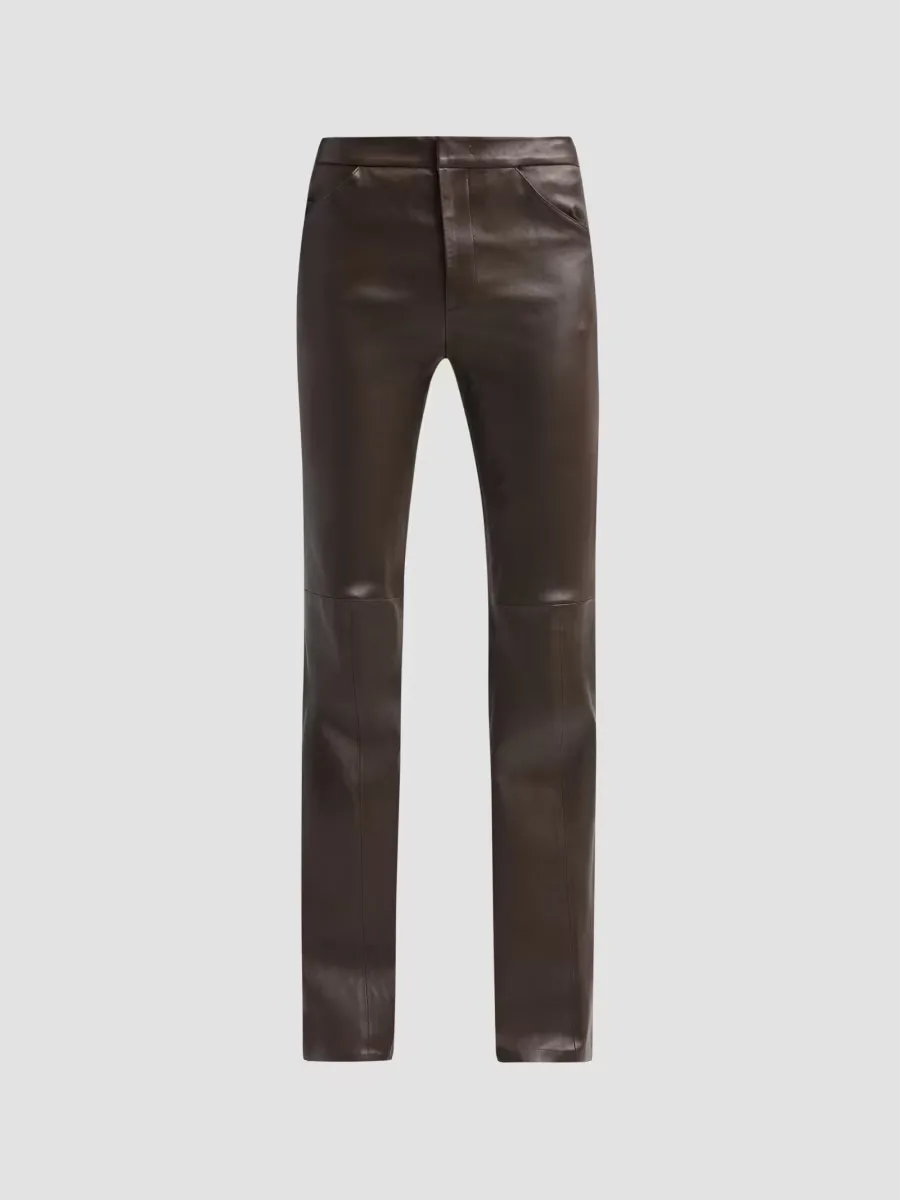 Mid-Rise Stretch-Leather Flare Pants by Vince