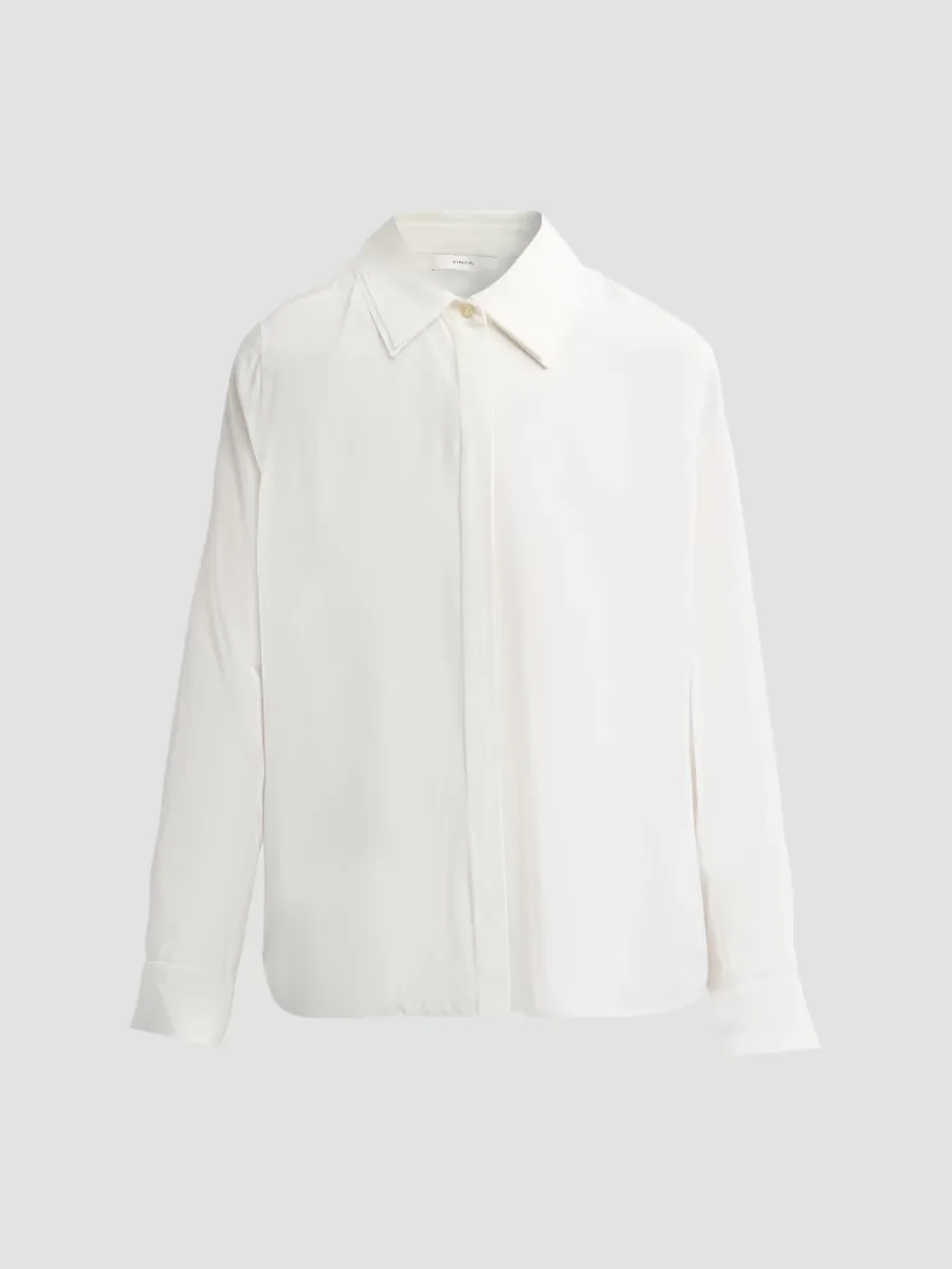 Double Collar Silk-Blend Shirt by Vince