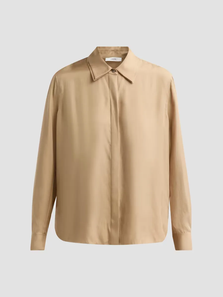 Double Collar Silk-Blend Shirt