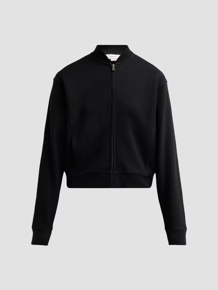 Ponte Knit Drop-Shoulder Bomber Jacket by Vince