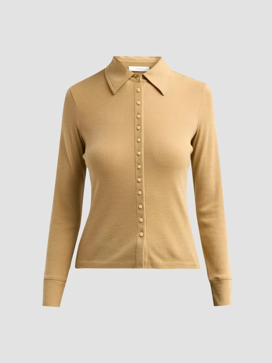 Multi-Button Collared Wool-Blend Cardigan by Vince