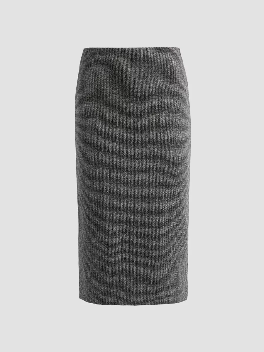 Micro-Houndstooth Cotton-Blend Jacquard Skirt by Vince
