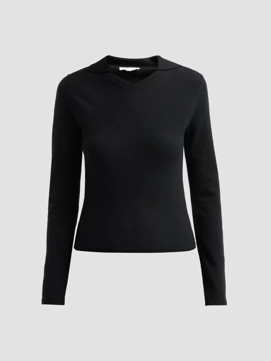 Rib-Knit Merino Wool-Cashmere Blend Polo Sweater by Vince