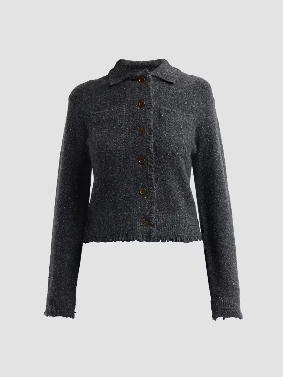 Donegal-Style Cashmere Button-Front Cardigan by Vince