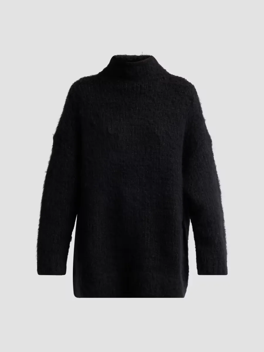 Mock Turtleneck Brushed Wool-Blend Oversized Sweater by Vince
