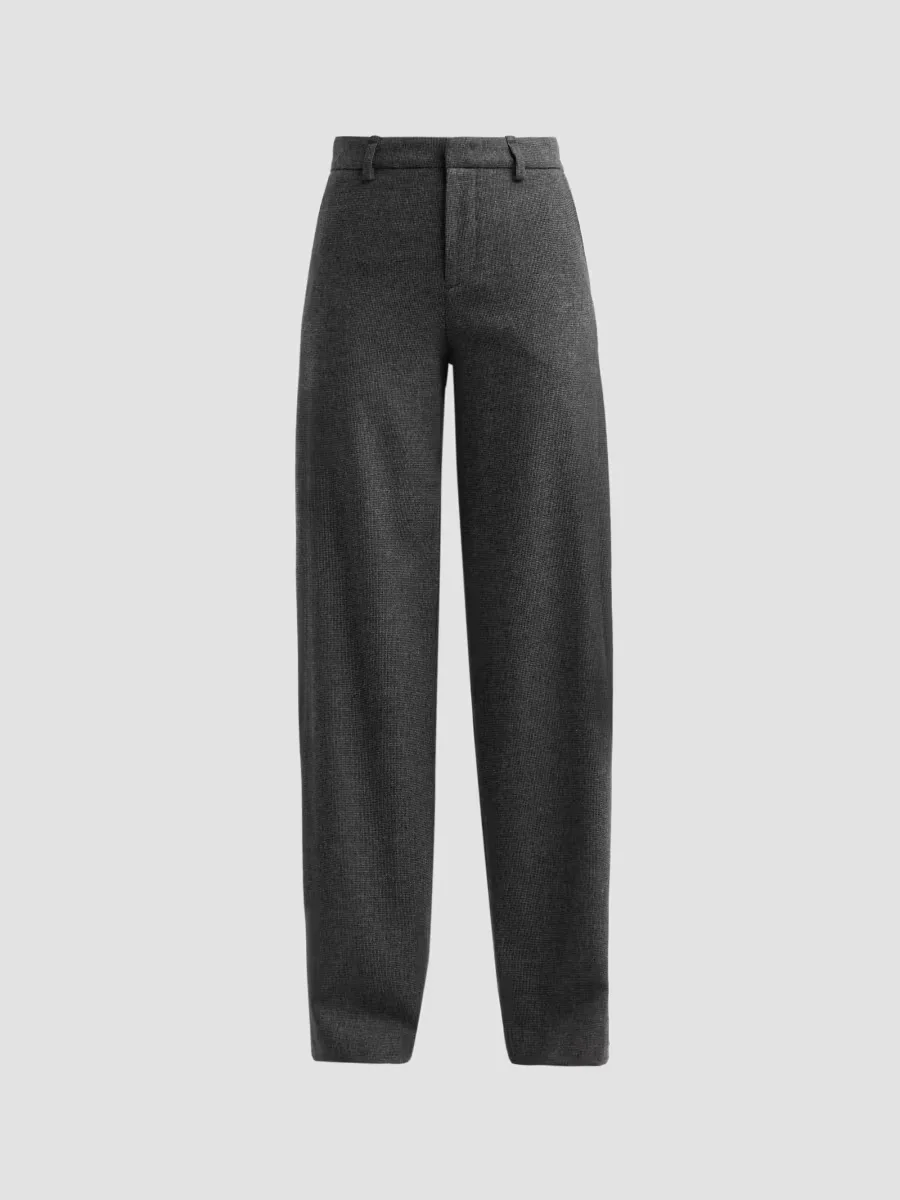 Houndstooth Wool-Blend Wide-Leg Trousers by Vince