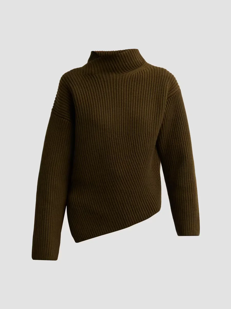 Draped Rib-Knit Shawl Sweater by Vince