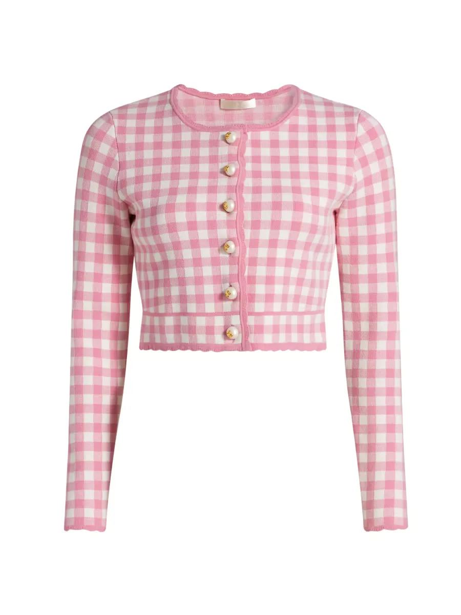 Bridgette Gingham Crop Cardigan by LoveShackFancy