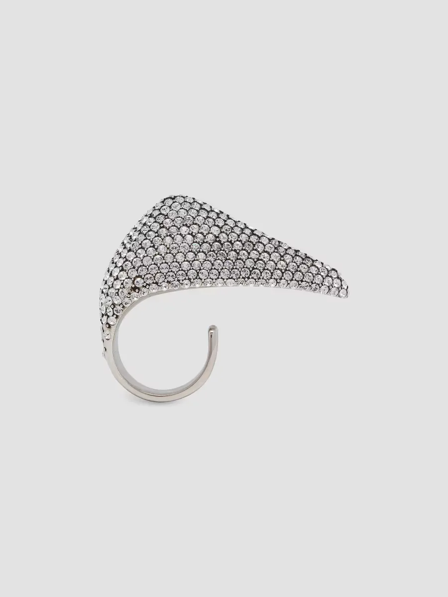 Silvertone & Crystal Claw Ring by McQueen