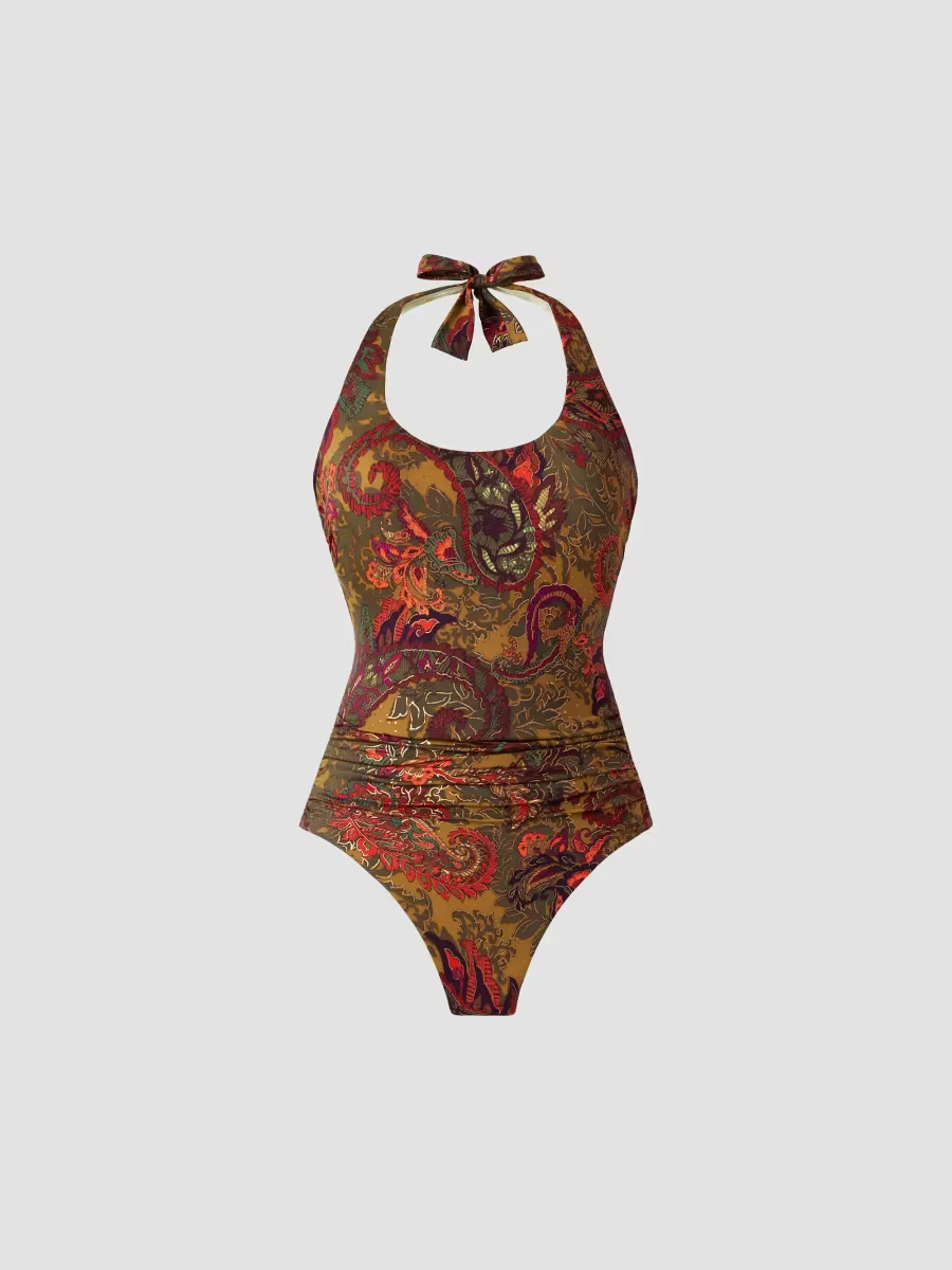 Perissa Rock Halterneck Paisley One-Piece Swimsuit by Miraclesuit