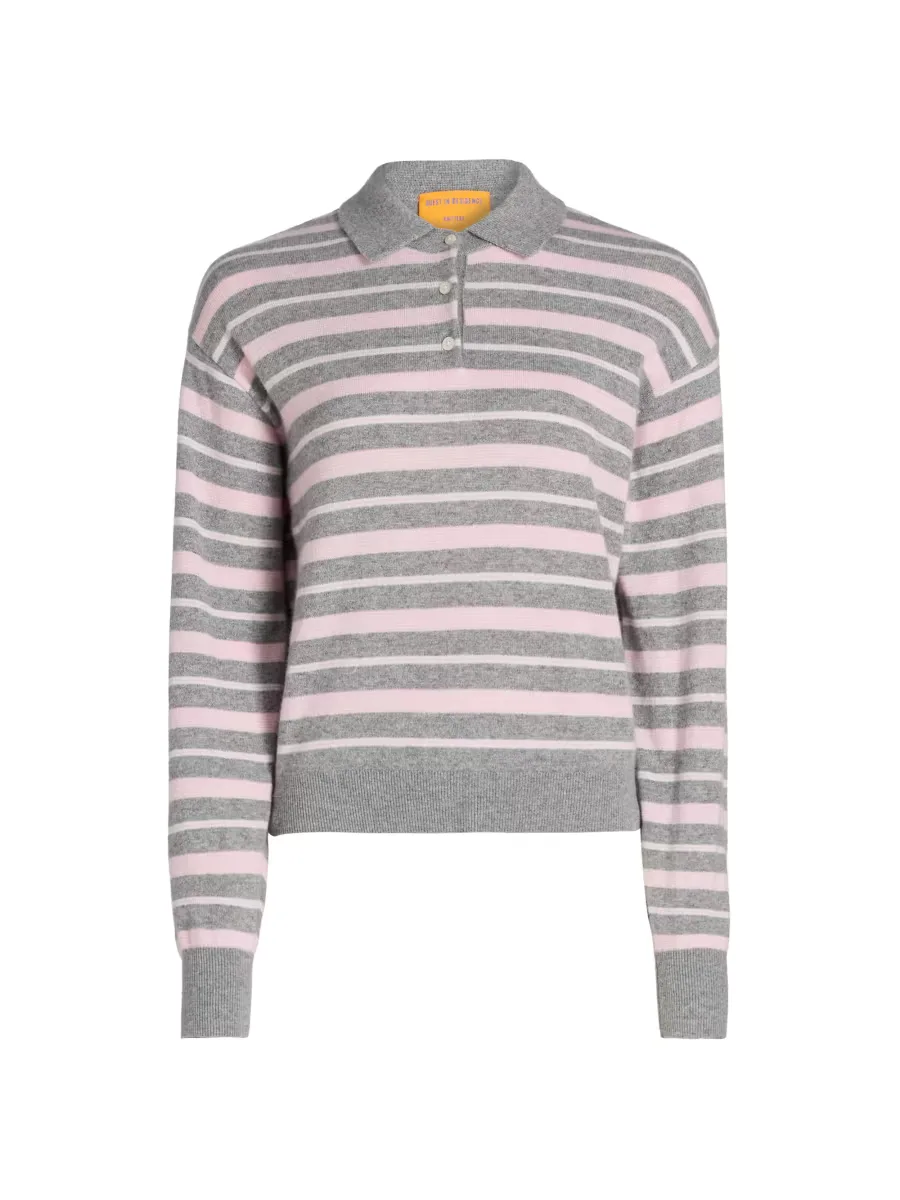 Collegiate Striped Cashmere Polo Sweater by Guest in Residence