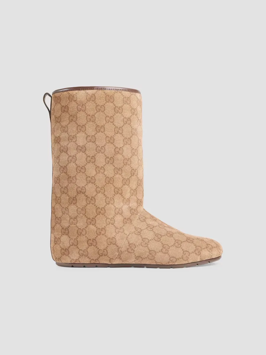 Martin GG Supreme Shearling-Lined Leather Boots by Gucci