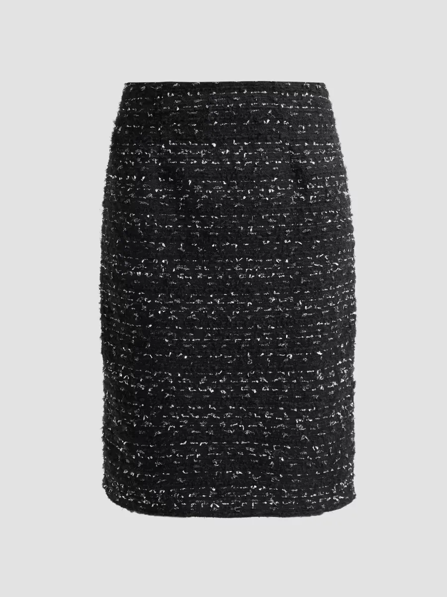 Tweed Pencil Knee-Length Skirt