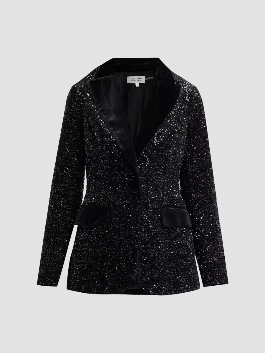 Velvet Sequined Blazer by Teri Jon