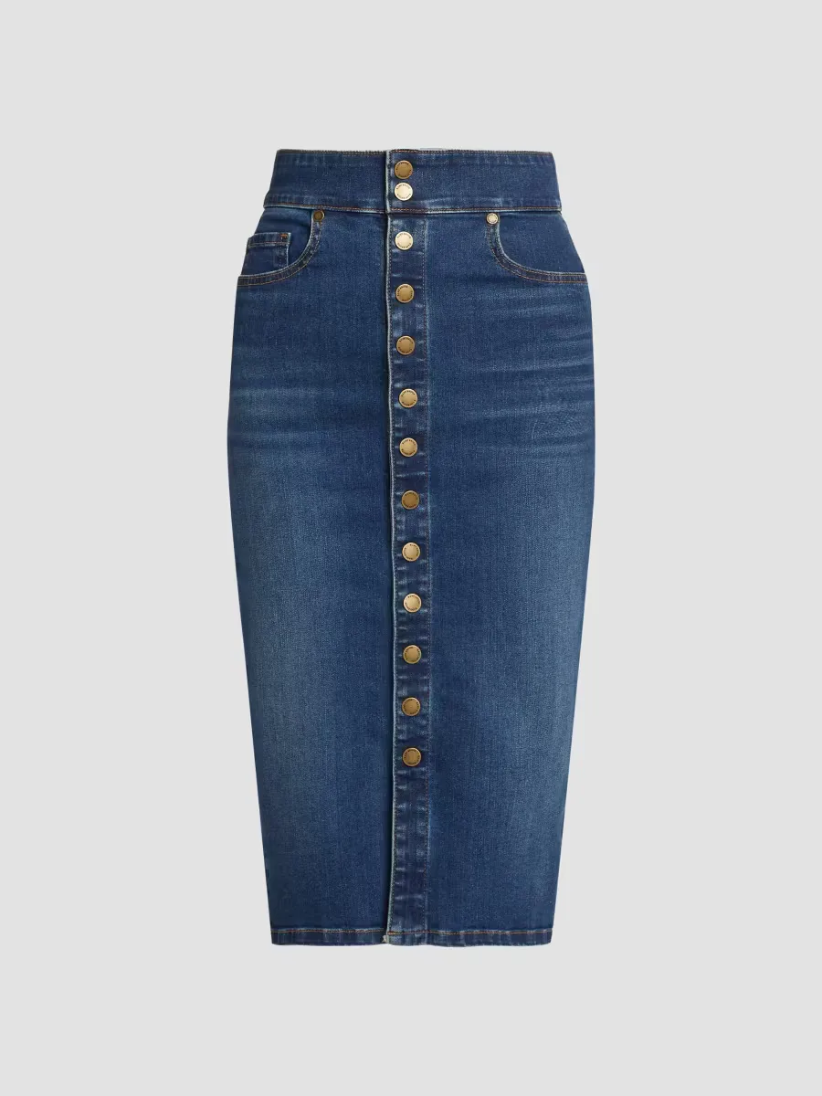 Karter Denim High-Waisted Midi-Skirt by Ramy Brook