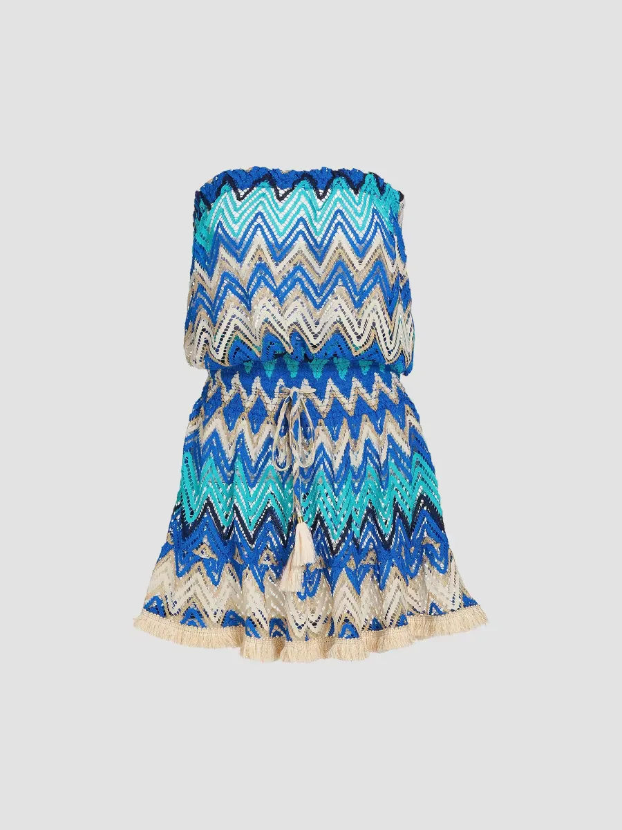Lauryn Chevron-Knit Cover-Up Minidress by Ramy Brook
