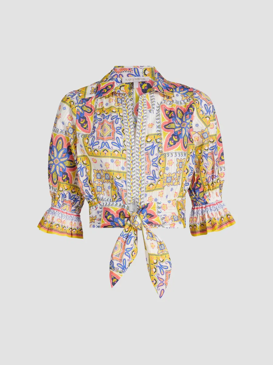 Zola Printed Cotton Crop Top by Ramy Brook