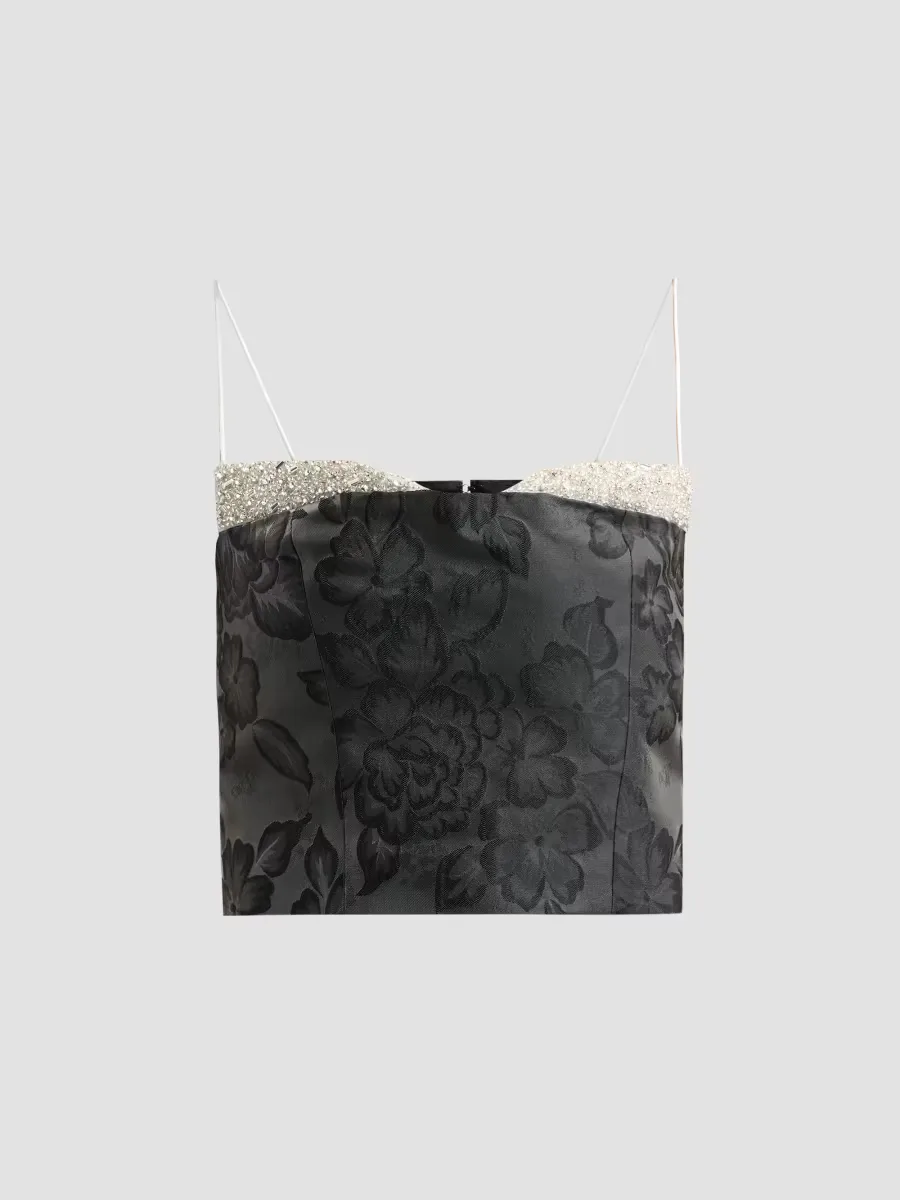 Hallie Embellished Peekaboo Crop Top by Alice + Olivia