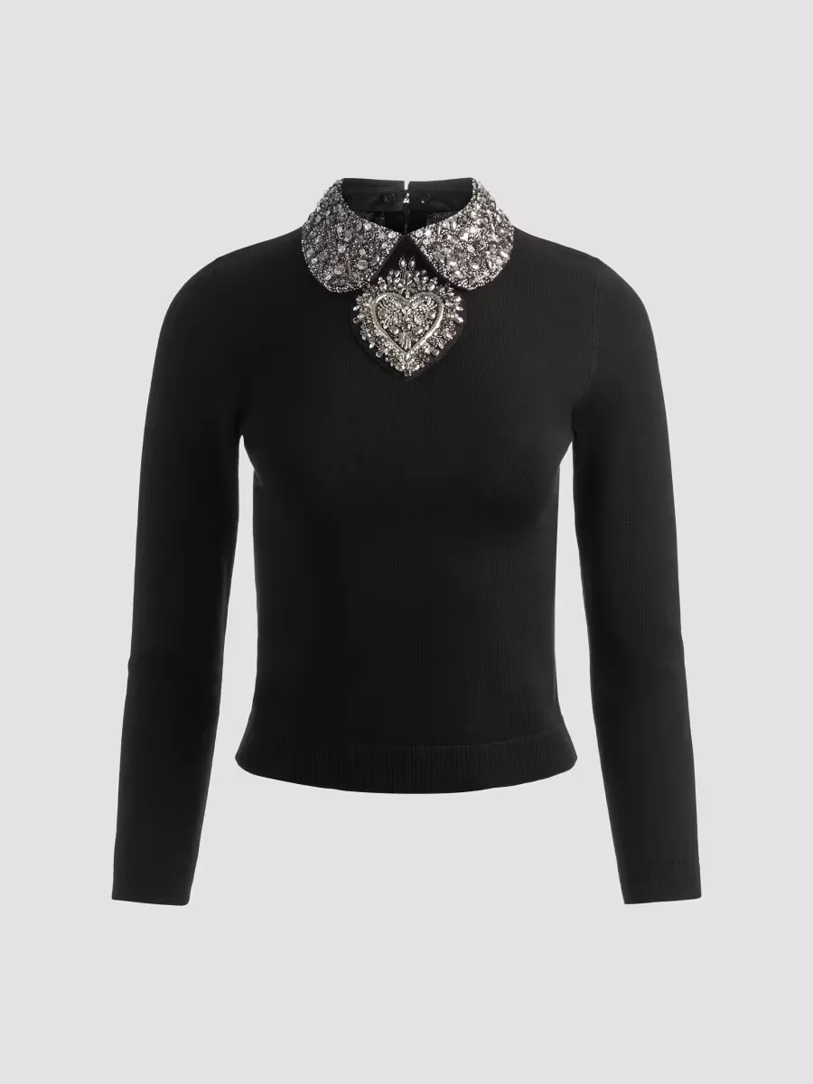 Porla Embroidered Stretch-Wool Sweater by Alice + Olivia